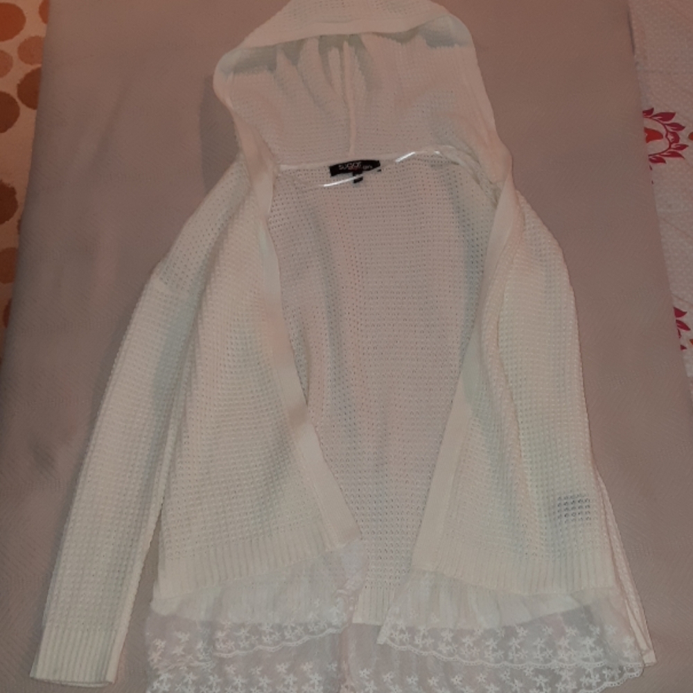 White hooded cardigan